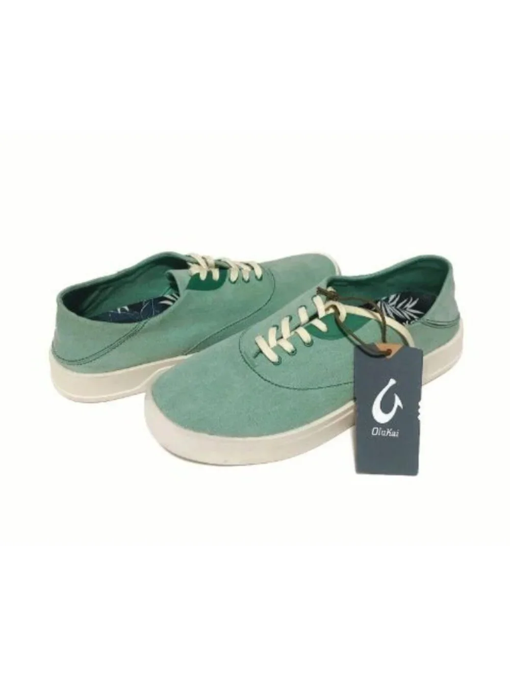 Olukai Tradewind Mens 9.5 Canvas Lace Up Boat Beach Sneakers Drop-In Heel Bamboo